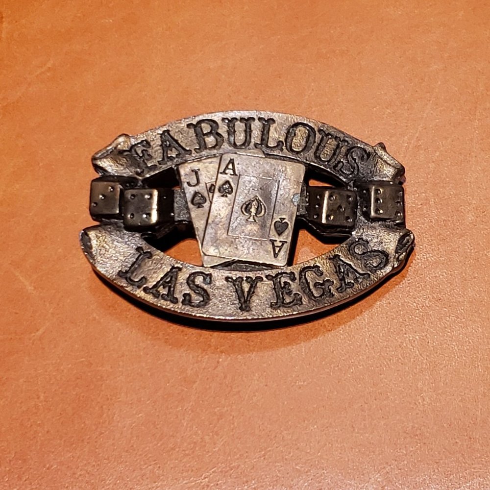 Fabulous Las Vegas Brass Belt Buckle - Vintage 1976